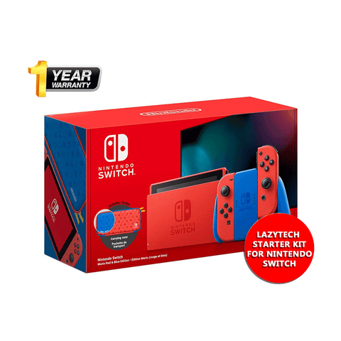 Nintendo Switch Console Mario Red & Blue Edition (Includes Carrying Case) [MDE] with Free Lazytech Starter kit For Nintendo Switch - GameXtremePH