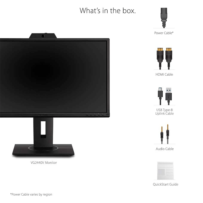 ViewSonic VG2440V 24 Inch 1080p IPS Video Conferencing Monitor with Integrated 2MP Camera, Microphone, Speakers, Eye Care, Ergonomic Design, HDMI DisplayPort VGA Inputs for Home and Office - GameXtremePH