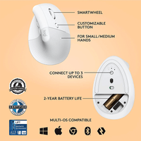 Logitech Lift Vertical Ergonomic Mouse White