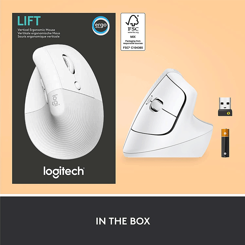 Logitech Lift Vertical Ergonomic Mouse White