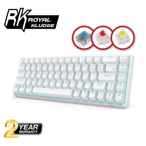 Royal Kludge RKG68 Tri Mode RGB 68 Keys Hot Swappable Mechanical Keyboard White