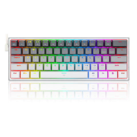 Redragon FIzz RGB 61 Keys Mechanical Gaming Keyboard Grey Blue Switch (K617GGW-RGB)