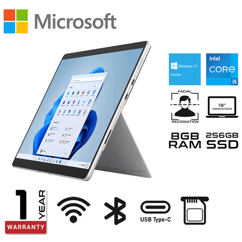 Microsoft Surface Pro 8 13” Tablet –  Intel 11th Gen Core i5-1135G7 | 8GB  LPDDR4X | 256GB SSD | Device Only (Latest Model) - Platinum