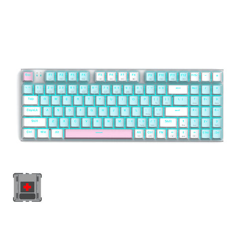 E- Yooso Z-19 94 Keys Single Light Mechanical Gaming Keyboard [Blue/White] [Red Switch]