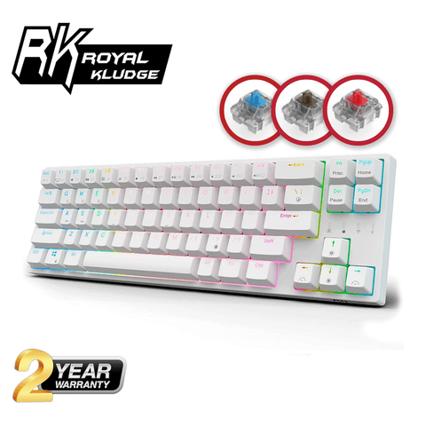 Royal Kludge RK68 Plus Tri Mode RGB 68 Keys Hot Swappable Mechanical Keyboard White
